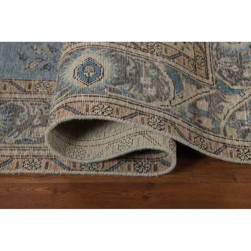 Blue Tabriz Persian Area Rug Handmade Traditional Floral Wool Carpet - 6'7"x 9'6"