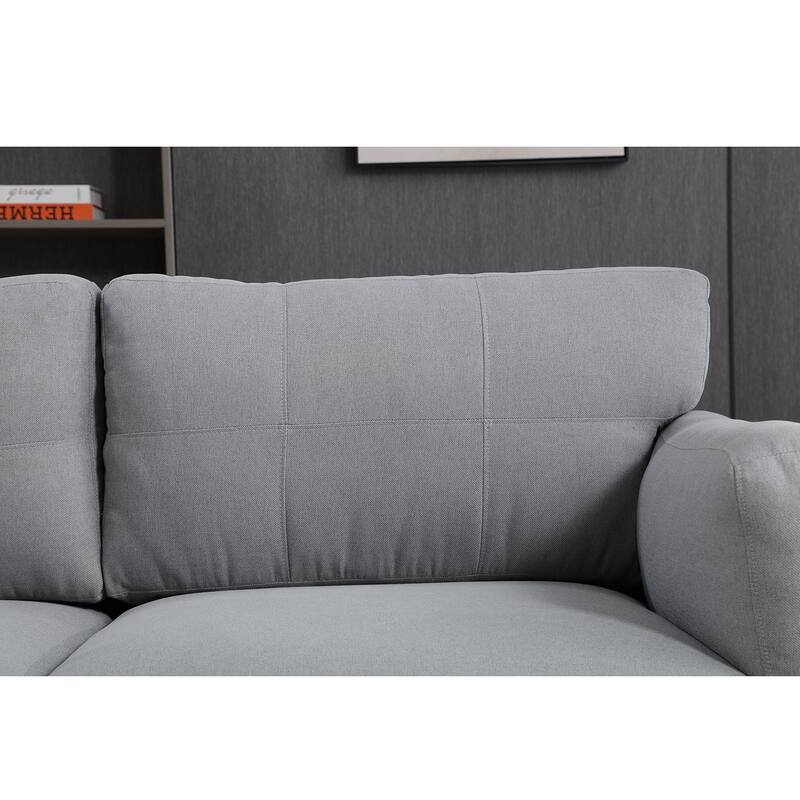 79" Modern Style Button Tufted Linen Upholstered 3-seat Sofa