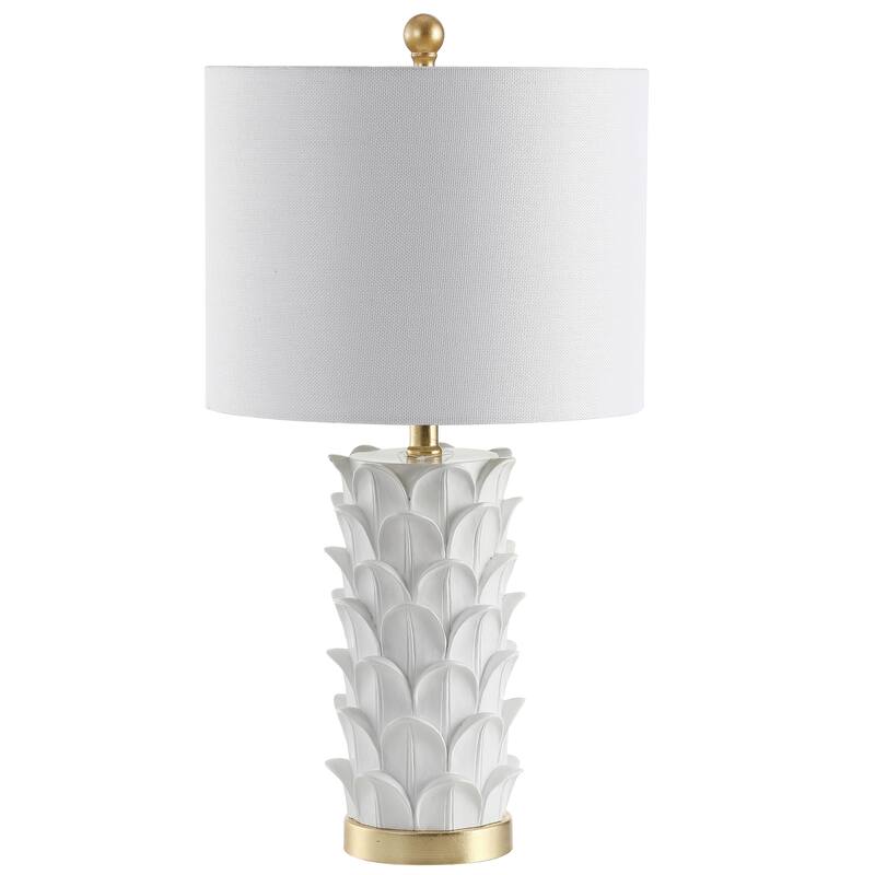 SAFAVIEH Lighting Deepika 25-inch White/ Gold LED Table Lamp (Set of 2) - 13"x13"x25" - 13Wx13Dx25H