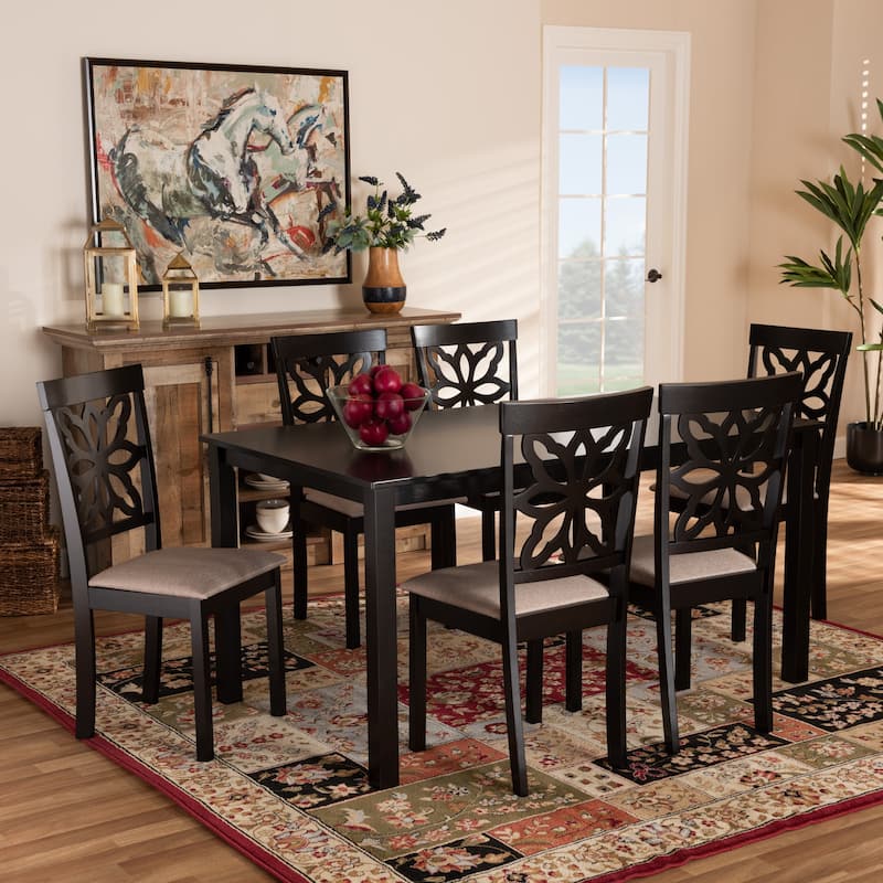 Dallas Modern and Contemporary Wood 7-Piece Dining Set