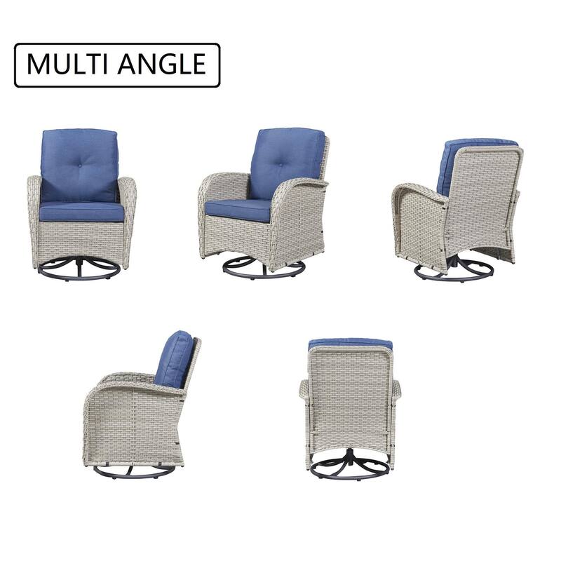 Gymojoy 5 PCS Outdoor Loveseat Sofa with Table and Swivel Rocker Chair Set