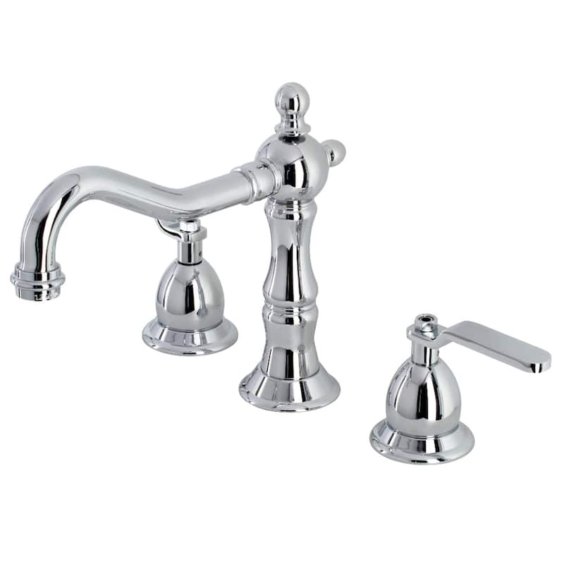 Whitaker Deck Mount Widespread Bathroom Faucet with Brass Pop-Up - Polished Chrome