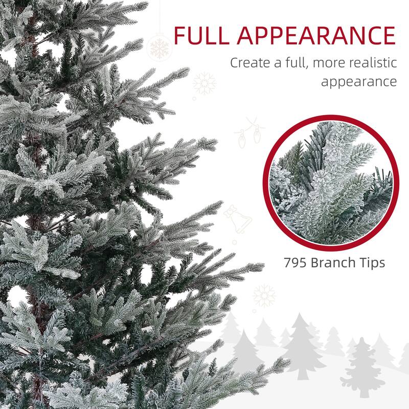 Snow Flocked 6ft Christmas Tree with Nordic Pine Branches and Flame Retardant Design
