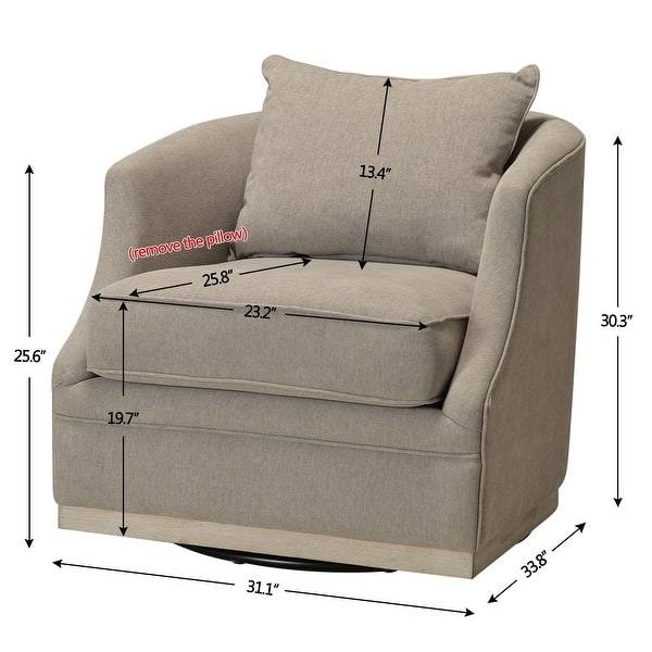 dimension image slide 1 of 4, KINWELL 31" Wide Linen Fabric Upholstered Swivel Barrel Accent Chair
