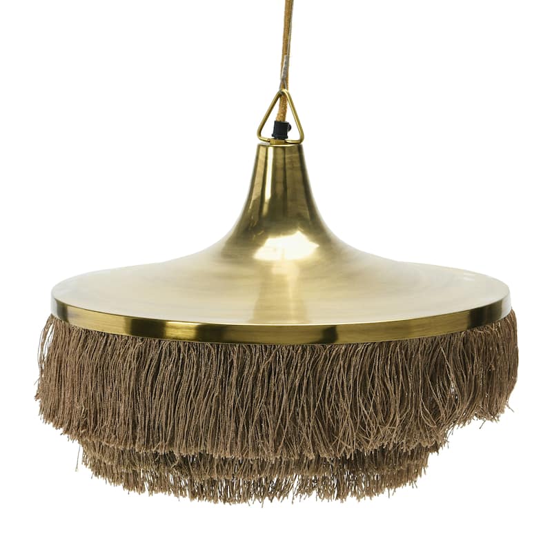 2-Tier Metal Chandelier with Fringe - 15.8"L x 15.8"W x 8.5"H