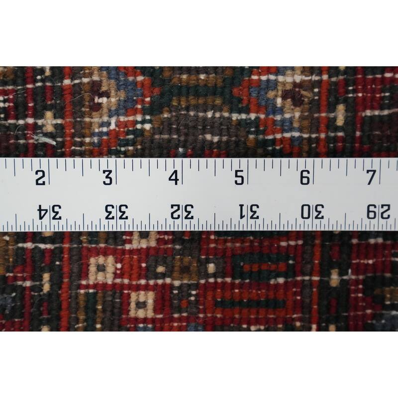 Hand Knotted Oriental 100% Wool Carpet Traditional Tribal Red Heriz Runner Rug - 11' 1'' X 3' 4''