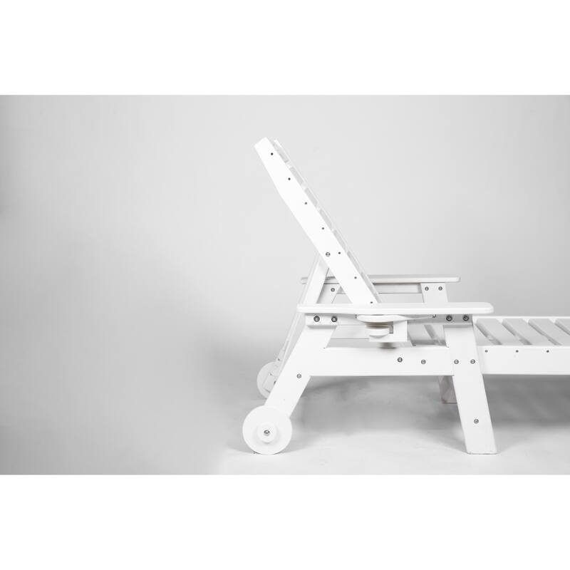 Outdoor Patio Wooden Oversized Chaise Lounge Chair w/ 5 Positions for Pool, Deck, Poolside, Grey