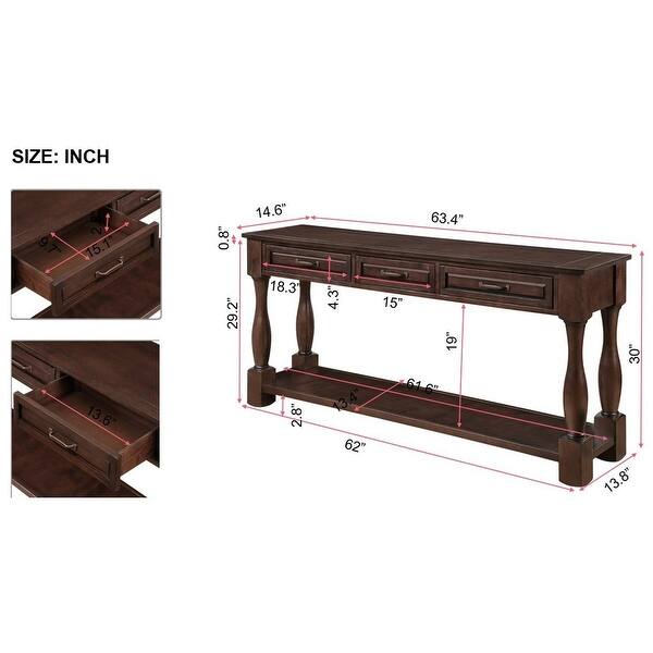 Wood Console Table with 3 Drawers and 1 Bottom Shelf - Bed Bath ...