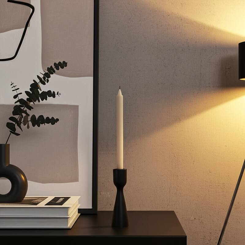 Mango Wood Taper Candle Holder Minimalist Silhouette Modern Design