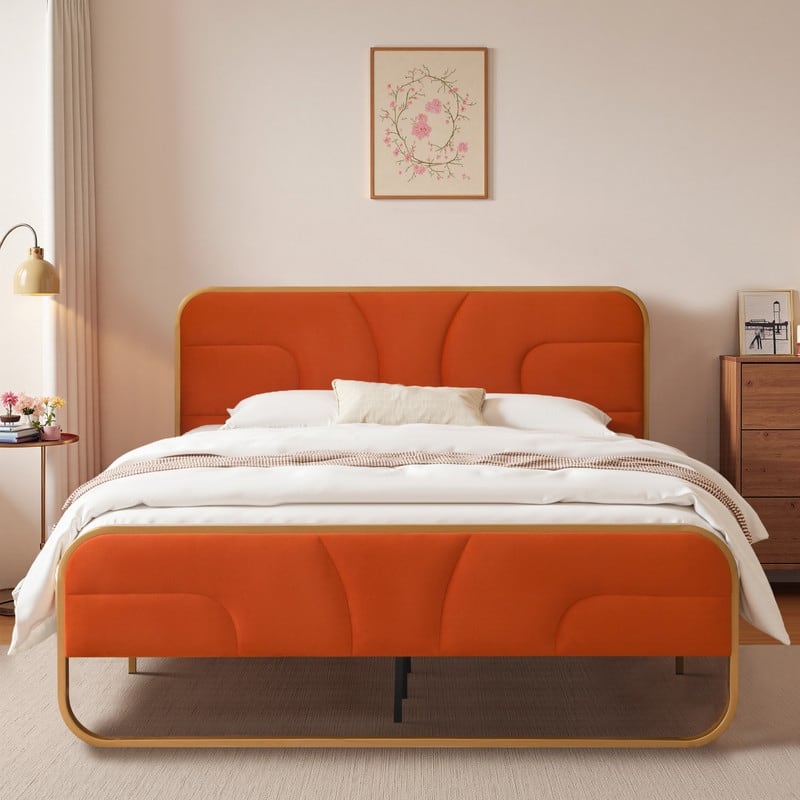 Modern Velvet Platform Bed