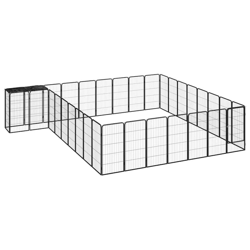 vidaXL Dog Playpen Kennel Dog Cage Puppy Pet Exercise Wire Fence Steel Black - 177.2" x 157.5" x 39.4"
