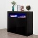 preview thumbnail 2 of 5, Living Room Sideboard Storage Cabinet Modern black kitchen wood cupboard with 2 door