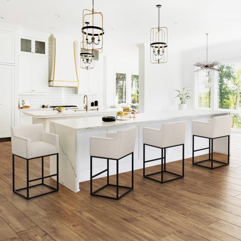 Modern Counter Height Bar Stools Fabric Upholstered Counter Stool