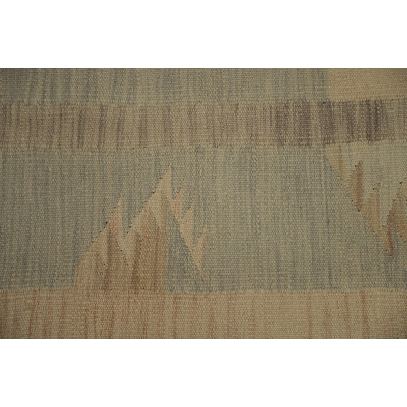 Hand Woven Oriental 100% Wool Carpet Southwestern Tribal Beige & Ivories Kilim Area Rug - 9' 7'' X 6' 10''