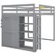 preview thumbnail 30 of 29, Full Size Wood Loft Bed with Built-in Wardrobe and Storage Shelves and Led Light