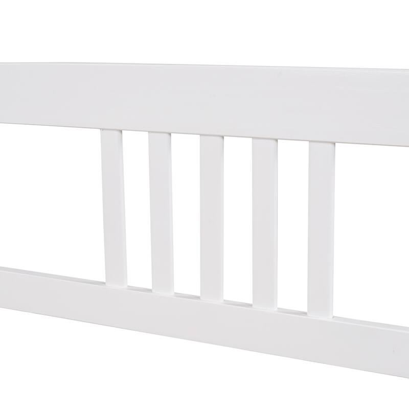 Daybed with Two Drawers, Solid Wood Frame, Guardrails, No Box Spring Needed
