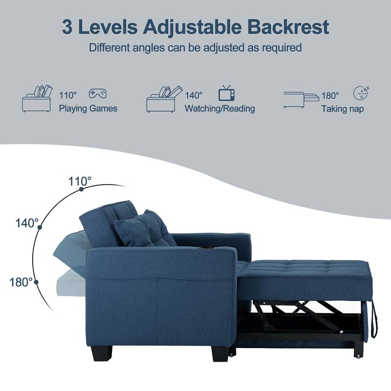 Pull Out Sofa Couch Bed Convertible Sleeper Sofa Bed with Storage Chaise, Sofa Couch