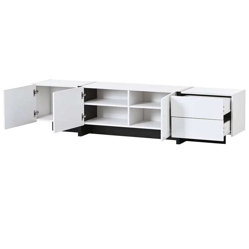 TV Console Table for TVs Up to 80", Modern TV Cabinet with High Gloss UV Surface