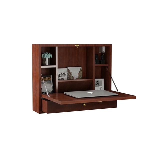 Shop Gymax Wall Mounted Folding Laptop Desk Hideaway Organizer