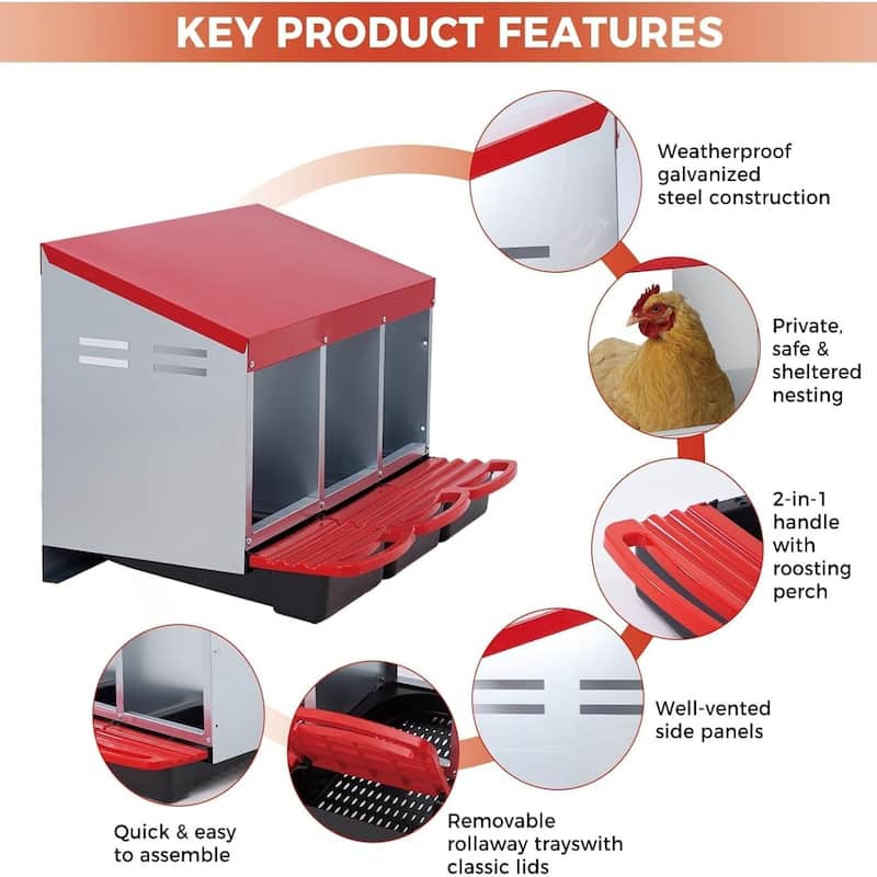 3 Hole Chicken Nesting Boxes
