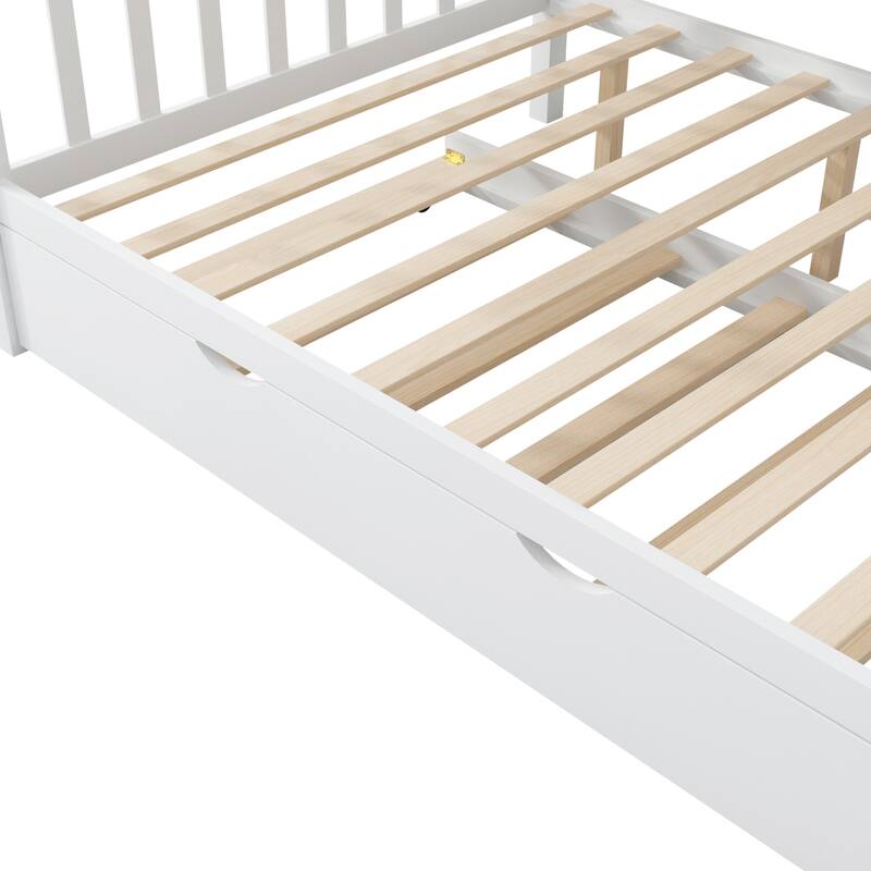 Wooden House Bed with Trundle and Shelf