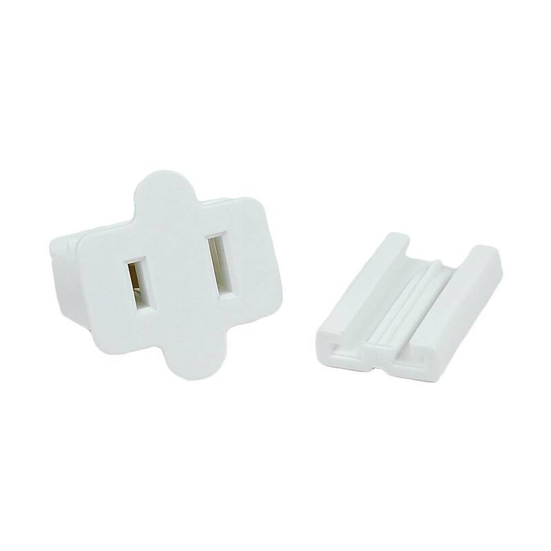 SPT-2 Female Plug, Snap On Vampire Plugs, White, Polarized, 10 Amp, 25 Pack - Medium - String Lights