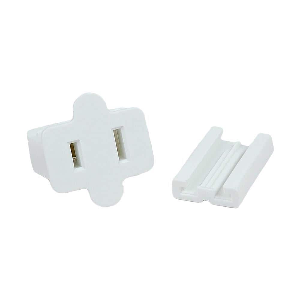 SPT-2 Female Plug, Snap On Vampire Plugs, White, Polarized, 10 Amp, 5 Pack - Medium