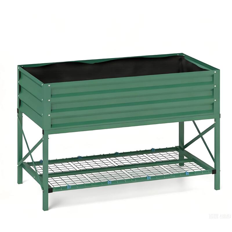 Elevated Gardening Bed with Bottom Storage Shelf for yard patio garden