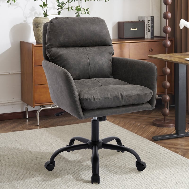 Modern Adjustable Height Office Chair - PU Leather Ergonomic Executive Chair for Home & Office