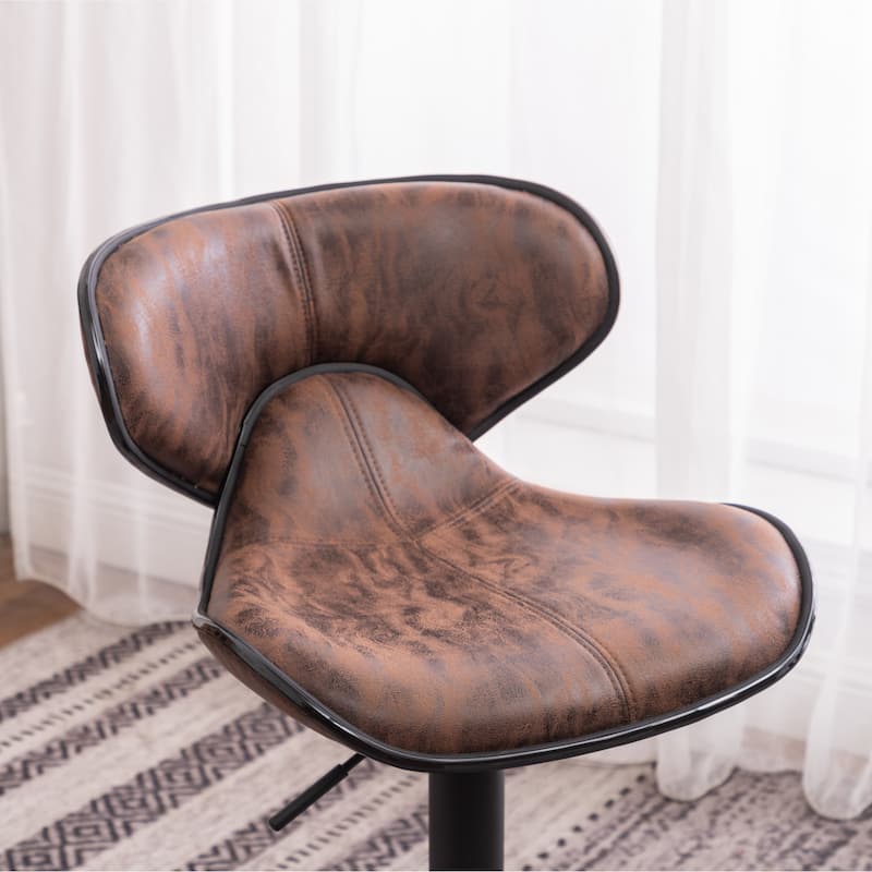 Swivel Bar Stools Counter Height Stools with Leather-Look Upholstery & Height Adjustable Dining Stools Set of 2聽