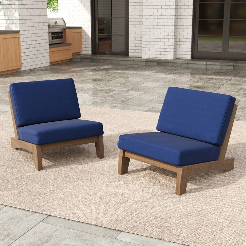 Outdoor Acacia Club Chair Set Loveseate with Weather-Resistant Cushions