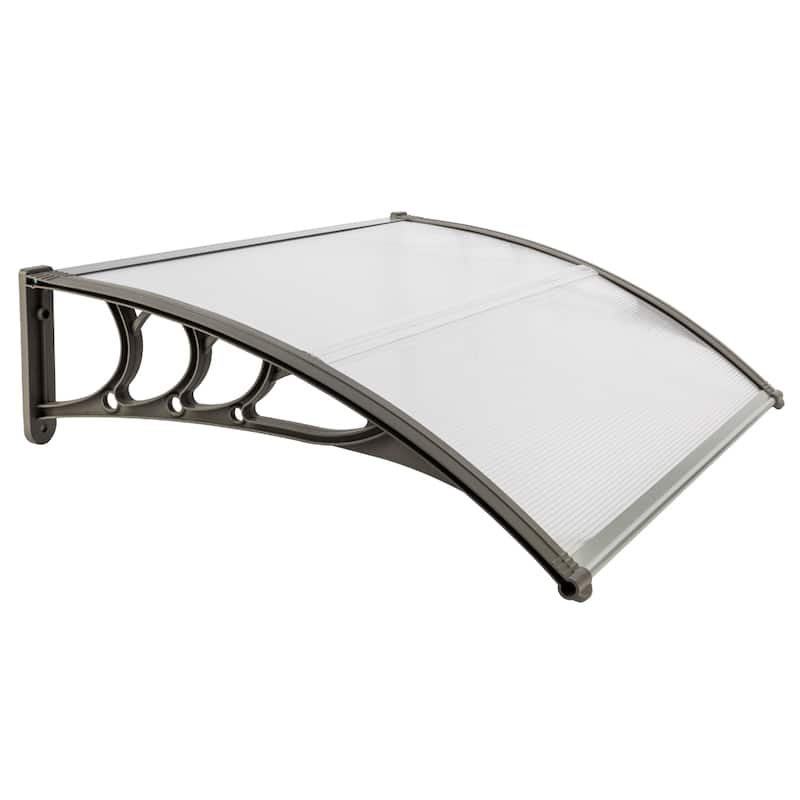 100 x 80 cm Door & Window Rain Cover Eaves Canopy White & Gray Bracket