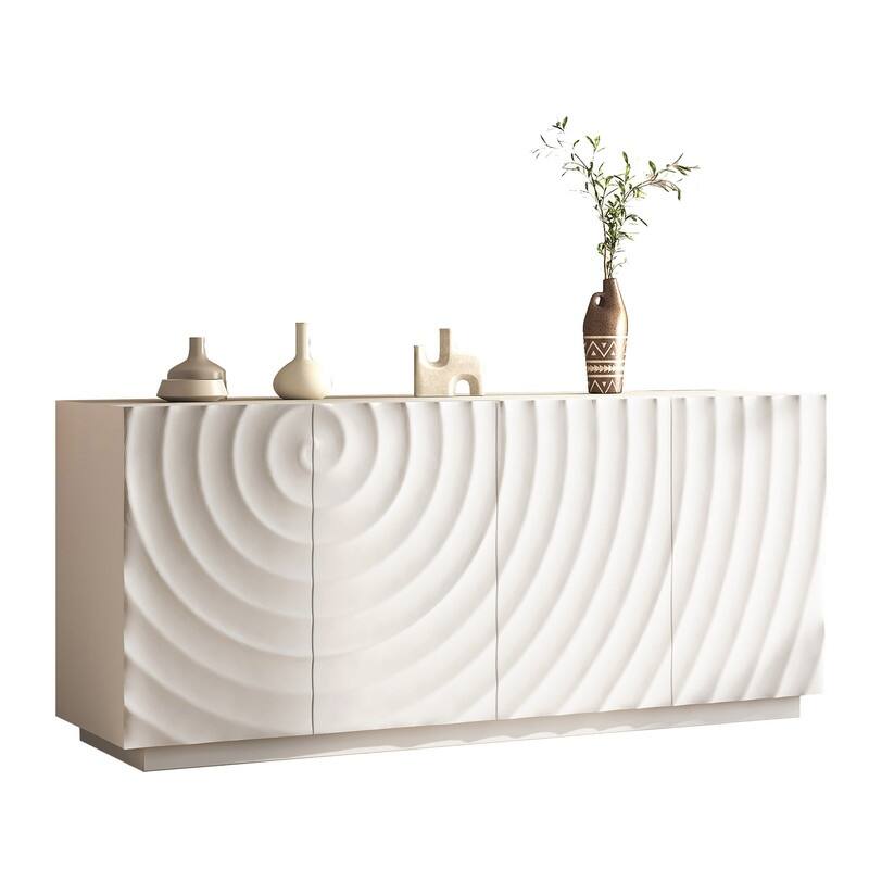 Stylish 4-Door Buffet Cabinet with Suspended Base for Living Room and Kitchen Storage Solutions