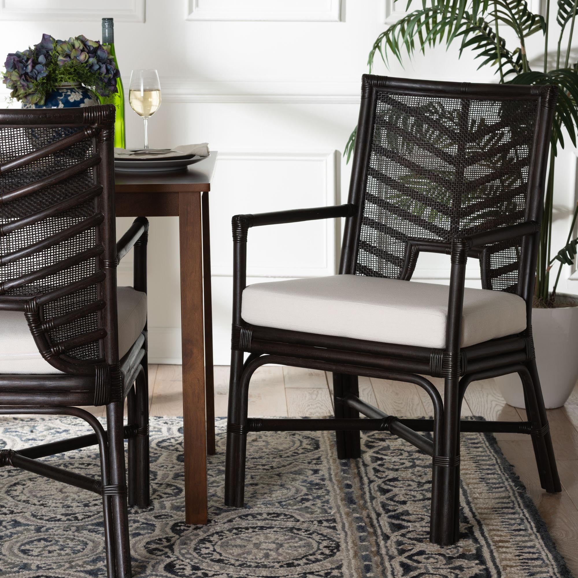 Ratten Rug Kitchen Oscar Natural Rattan Dining Chair - Handwoven Wicker Accent Chair with ...