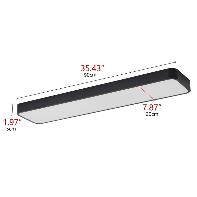 Modern Matte Black LED Flush Mount Ceiling Light 48W for Kitchen Living Room Bedroom - N/A