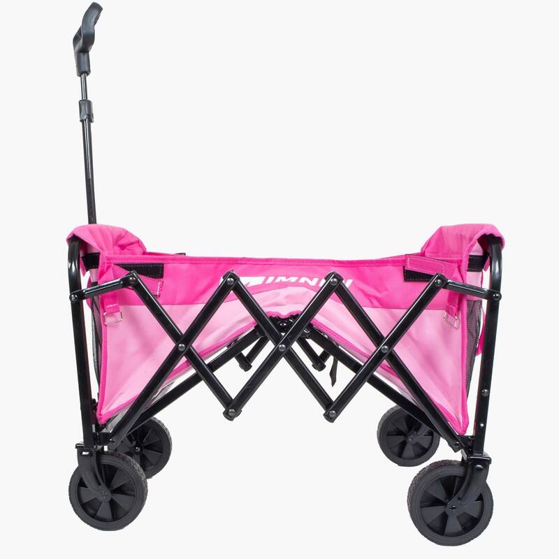 Collapsible Utility Wagon with Wheels, Lightweight Folding Cart with Cup Holders