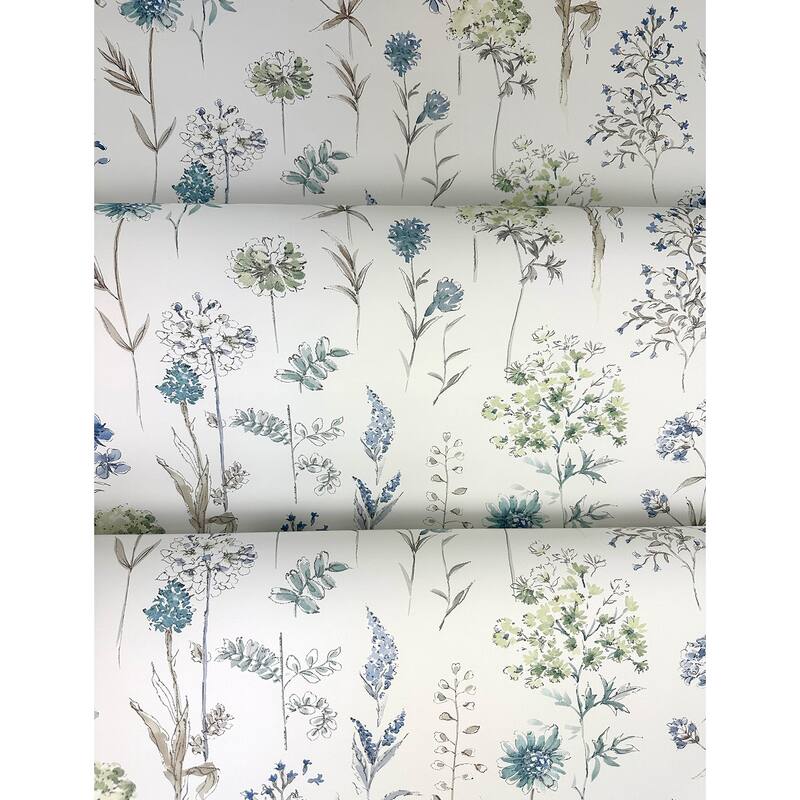 Chesapeake Bergamot Sea Green Wildflower Wallpaper