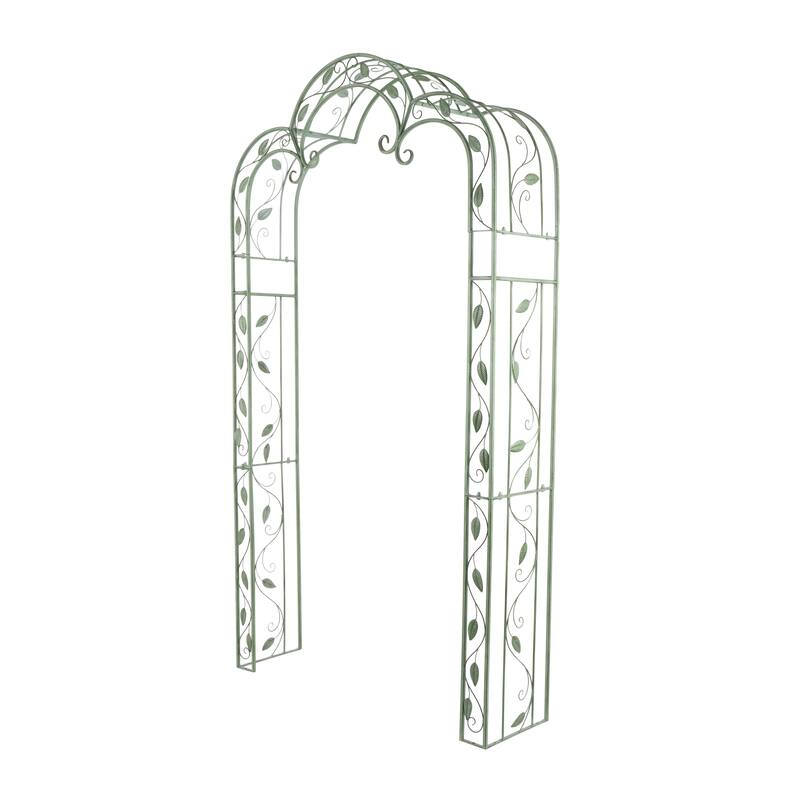 Green Metal Indoor Outdoor Arched Vine Leaf Indoor Outdoor Garden Arbor