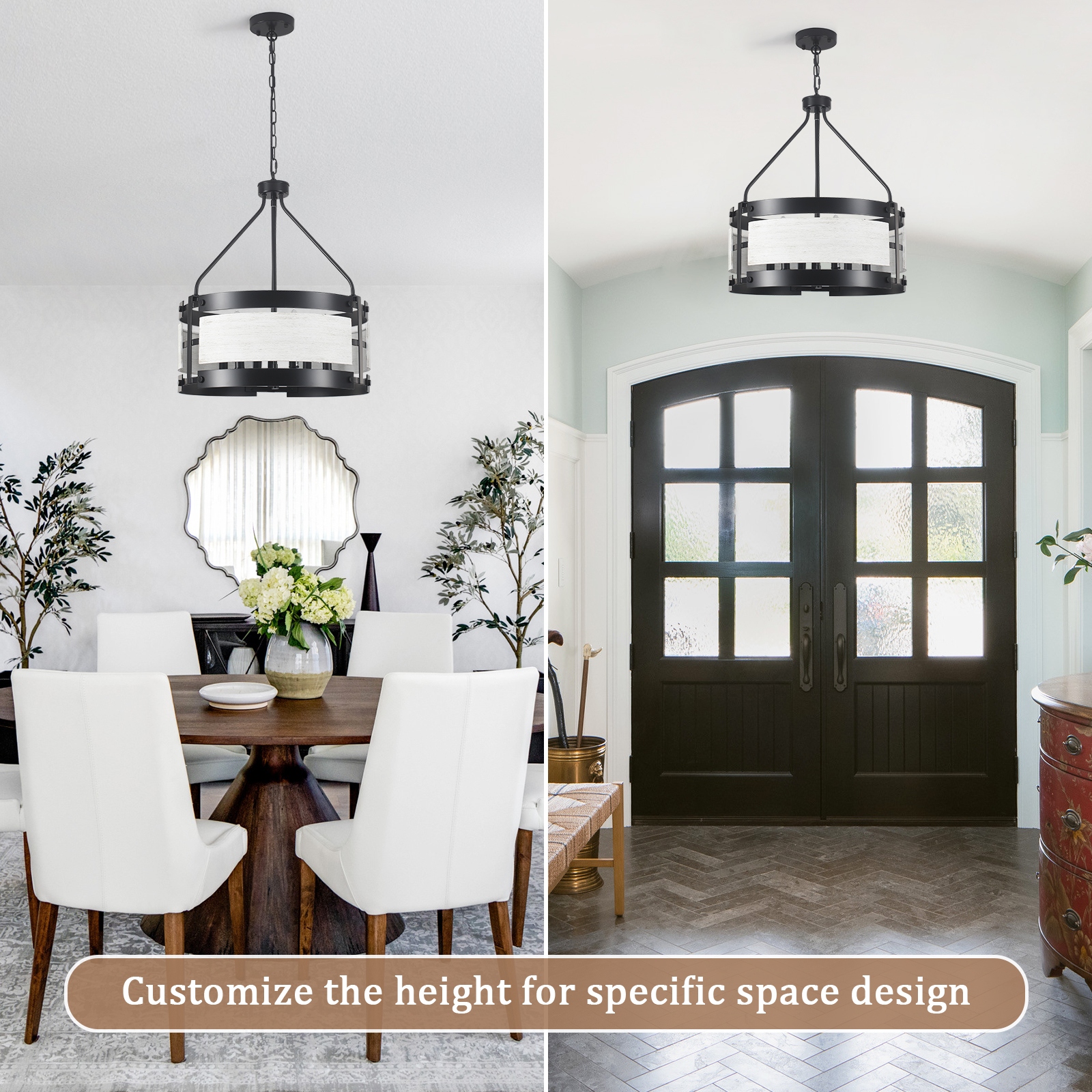 6-Light Vintage Elegant Chandelier with Faux Wood Finish Metal Frame Bulb Not Included