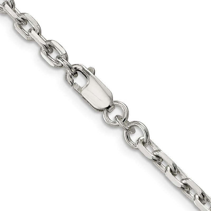 Curata 925 Sterling Silver 3.95mm Beveled Oval Cable Chain Necklace (Lobster)