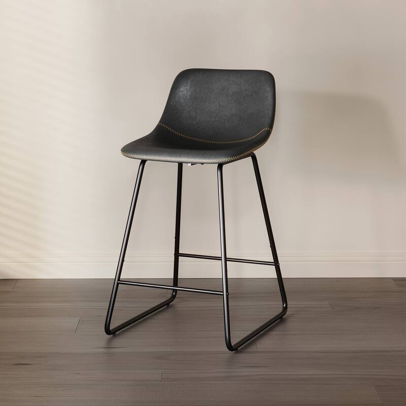 Modern 24.in Counter Height Bar Stool with PU Leather and Metal Frame Barstools for Kitchen Island