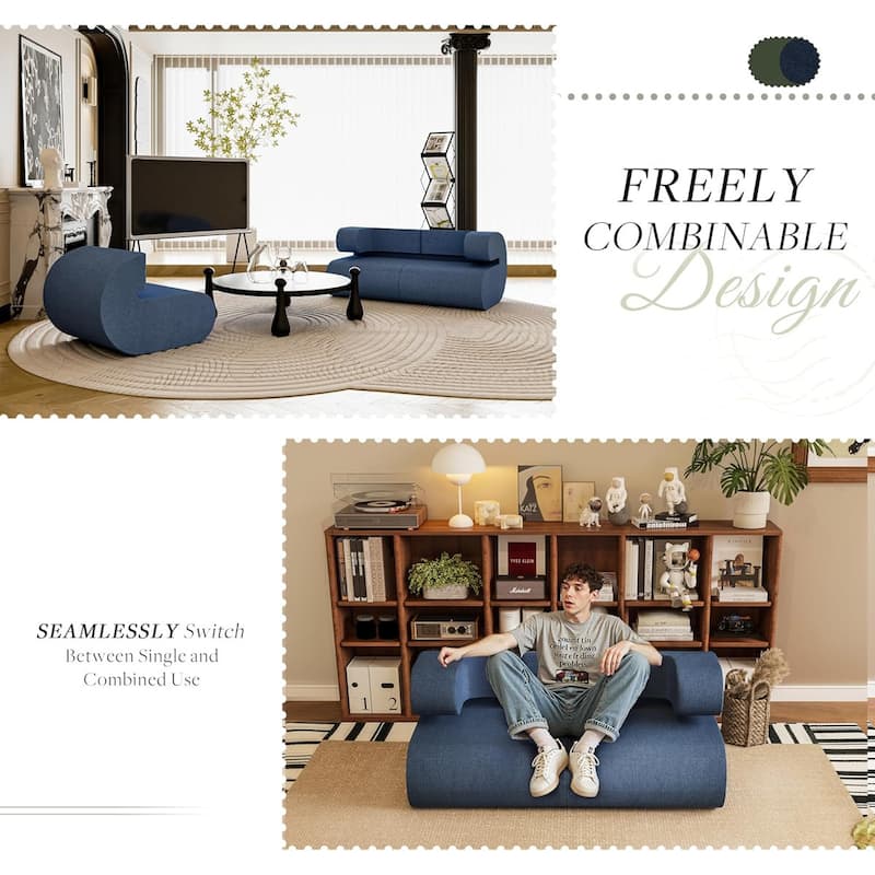 WOWMAX Modular Sectional Couches For Living Room, Small L Shaped Couch, Convertible Sleeper Sofa Bed With Cloud Couches