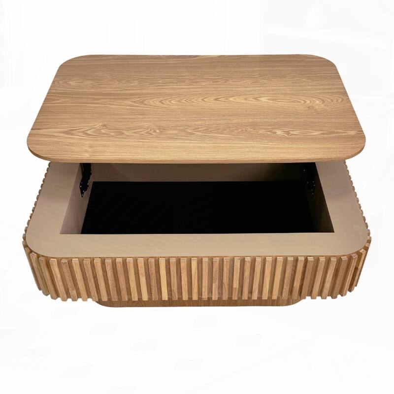 Lift-top Coffee Table Solid Wood Veneered Coffee Table with Storage and Adjustable Height