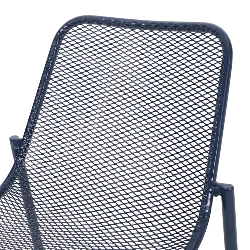 Roomfitters Modern Mesh Patio Lounge Chair Set, Weather-Resistant Outdoor Seating, Powder-Coated Steel, Navy Blue (Set of 2)