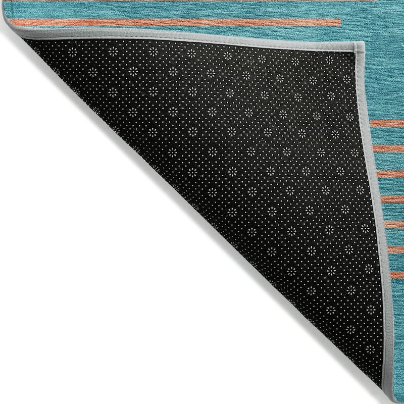 Machine Washable Indoor/ Outdoor Contemporary Geo Chantille Rug