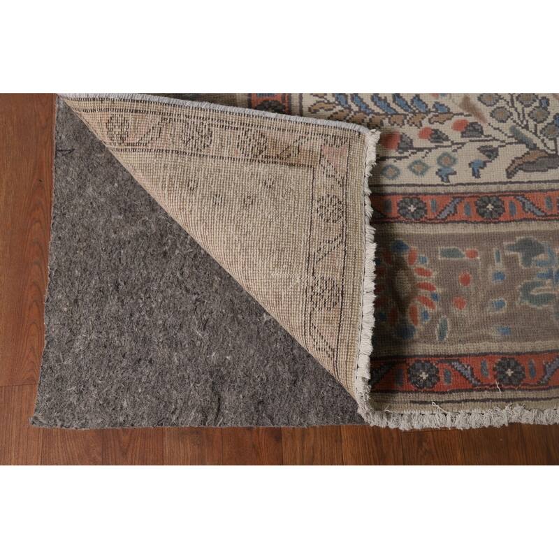 Distressed Tabriz Vintage Persian Area Rug Hand-Knotted Wool Carpet - 6'10" x 10'0"