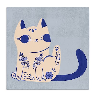 Stupell Ornate Floral Cat Canvas Wall Art Design By Carrie Cantwell