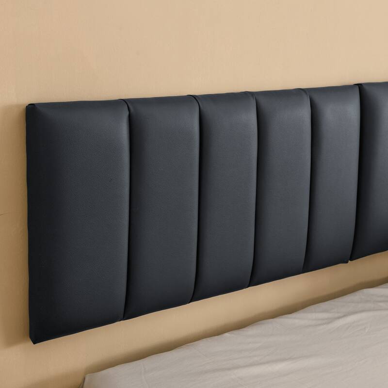 Queen Floating Bed Frame with LED Lights and Wall Mounted Headboard Low Profile Led Platform Bed Frame,No Box Spring Needed