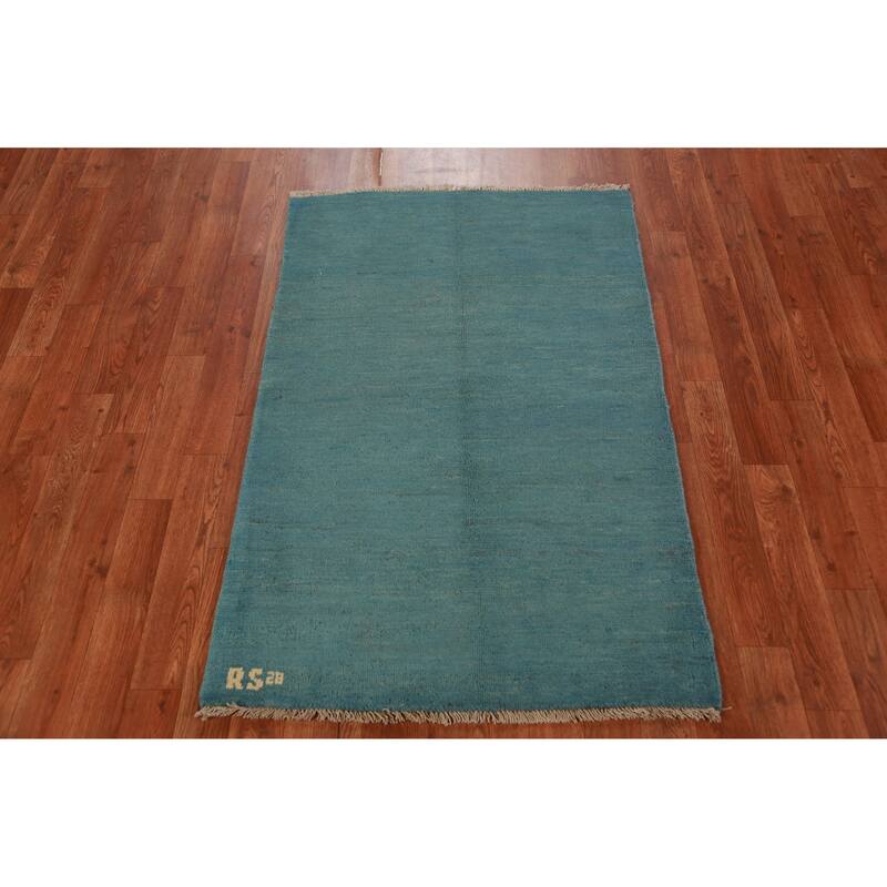 Modern Blue Gabbeh Oriental Accent Rug Handmade Wool Carpet - 2'8" x 4'1"
