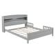 preview thumbnail 65 of 77, Pine Wood Platform Bed Low-Profile Bed Frame with Storage Headboard, Motion Sensor LED Light, Movable Guardrail, Slats Support